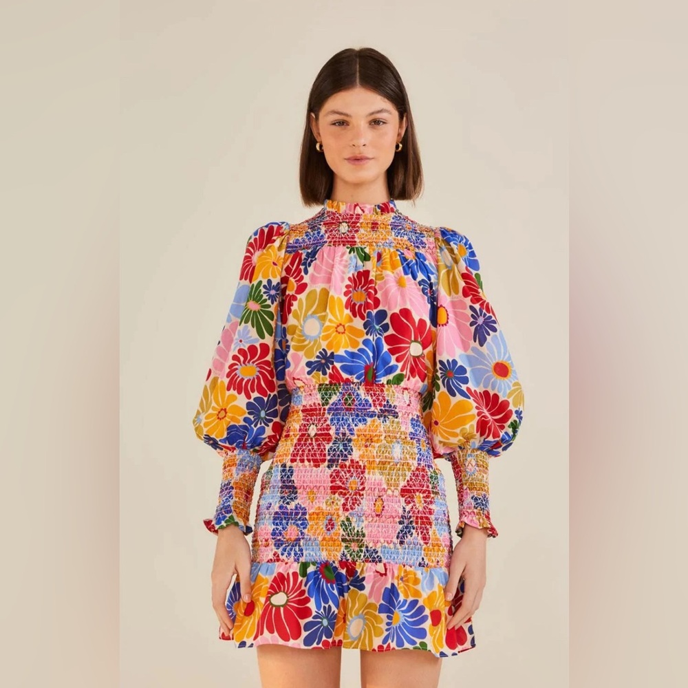 Farm Rio Floral Smocked Dress